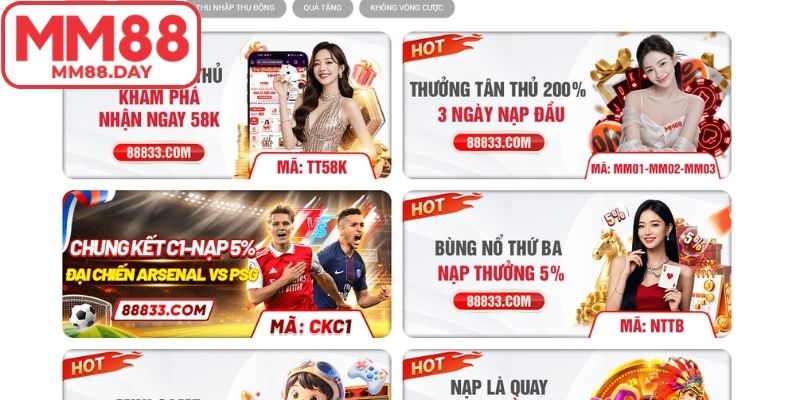 Tổng hợp một số khuyến mãi phổ biến nhất tại MM88