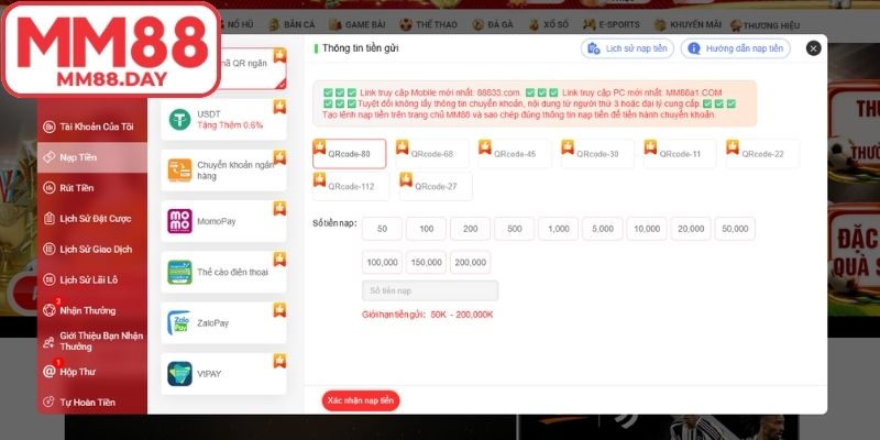 Tổng hợp một số phương thức nạp tiền MM88 cho bạn mới