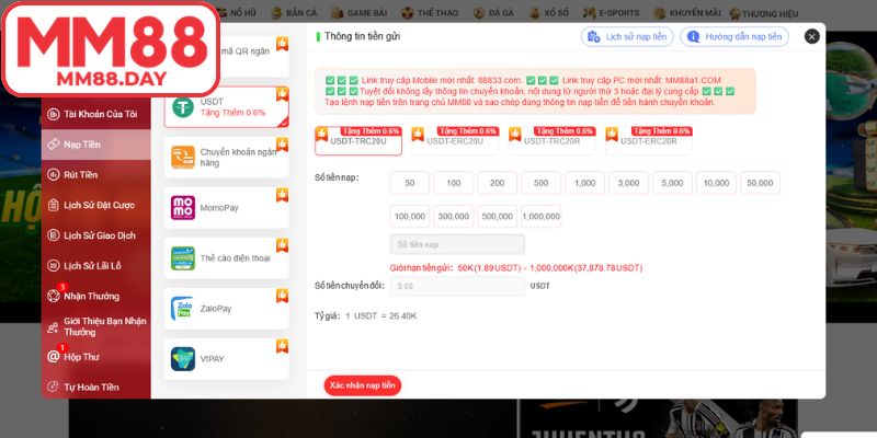 Truy cập chọn mục nạp tiền